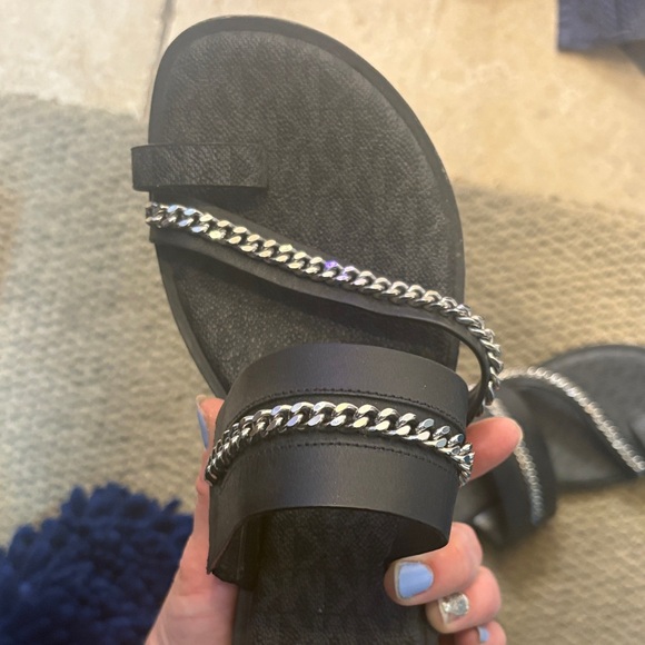 Michael Kors Black Sandals with Silver Chain - Picture 5 of 5